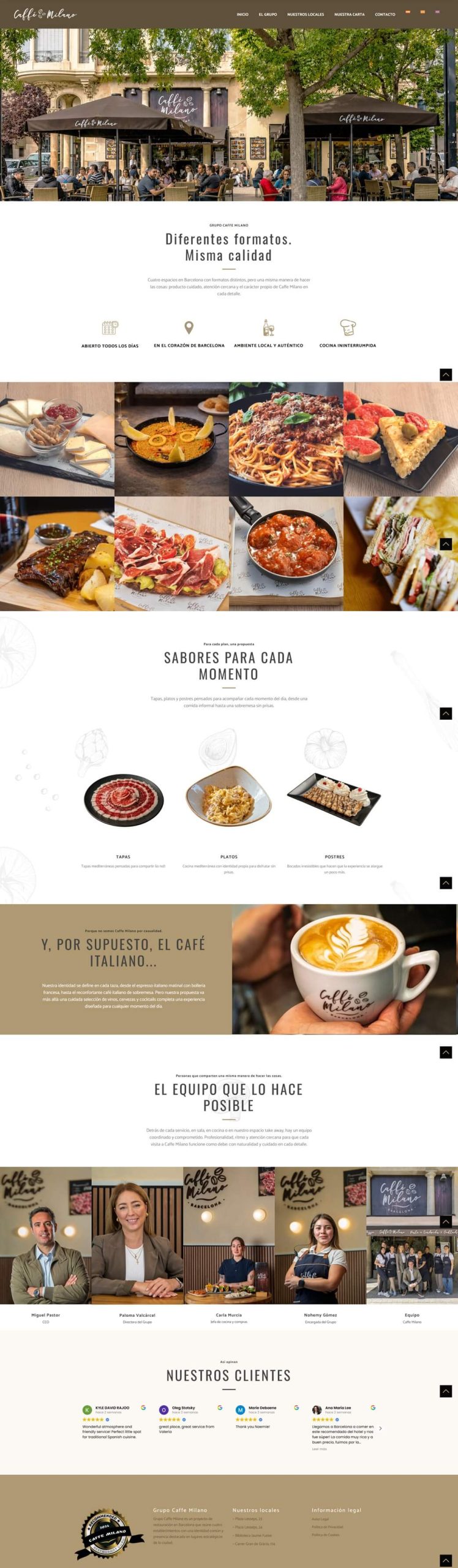 nuevo diseño web para Grupo Caffe Milano
